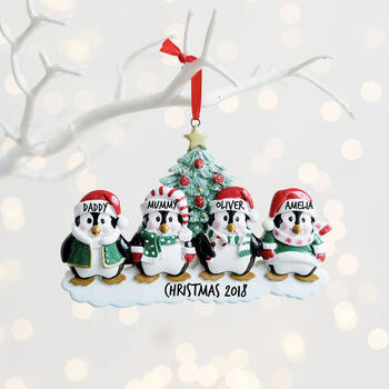 Personalised Penguin Family Christmas Decoration, 2 of 4