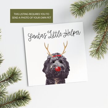 Personalised Pet 'Reindeer Antlers' Christmas Card, 2 of 9