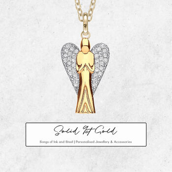 9ct Gold Small Guardian Angel With Cz Wings Necklace, 3 of 9
