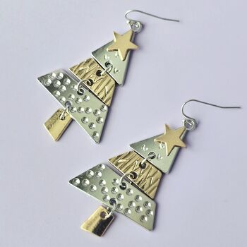 Festive Christmas Tree Statement Drop Earrings, 2 of 5