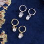 Sterling Silver Pearl Hoop Earring With Bow Design, thumbnail 2 of 8