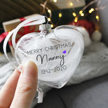 Merry Christmas In Memory Feather Christmas Bauble, 4 of 9