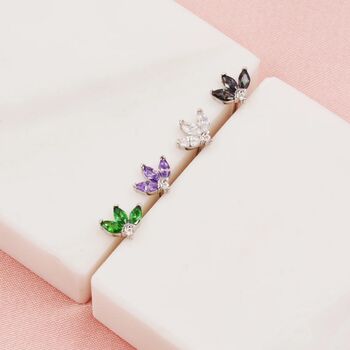 Sterling Silver Cz Marquise Cluster Stud Earrings, 3 of 12