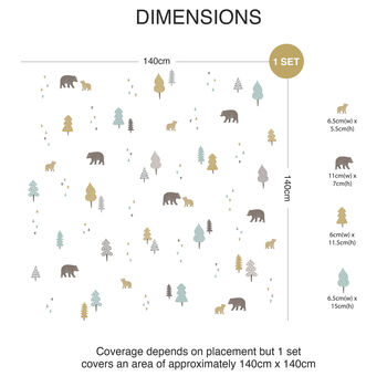 Bears And Trees Repeat Pattern Wall Stickers, 4 of 5