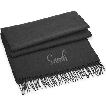 Classic Woven Scarf With Personalised Embroidered Name, 12 of 12