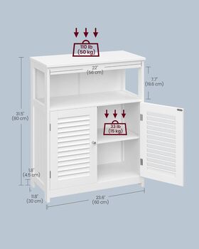 Bathroom Floor Cabinet Storage Organiser Rack Cupboard, 2 of 9