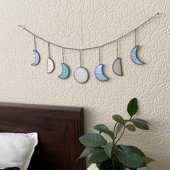 Blue And White Glass Moon Phases Wall Hanging, 5 of 8