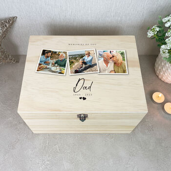 Personalised Wooden Memorial Photo Keepsake Memory Box, 2 of 9