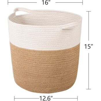 Storage Laundry Cotton Rope Basket With Handles, 2 of 4