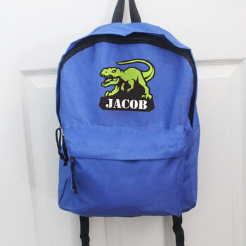 Personalised Dinosaur Blue Backpack, 4 of 5
