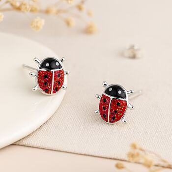Sterling Silver Ladybird Stud Earrings – 6mm, 2 of 4
