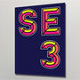 Se3 London Postcode Neon Typography Print, thumbnail 4 of 4