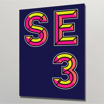 Se3 London Postcode Neon Typography Print, 4 of 4