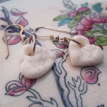 White Porcelain Heart Earrings, 4 of 5