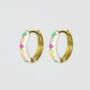 Colourful Enamel Gold Plated Brass Hoop Huggie Earrings, thumbnail 4 of 5
