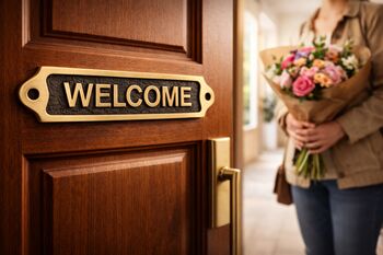 Custom Solid Brass Welcome Plaque With Black Finish, 5 of 7