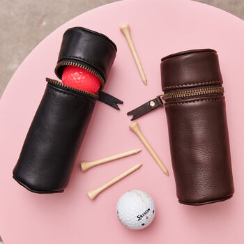 Personalised Leather Three Golf Ball Holder With Belt Loop, 2 of 5