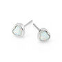 Sterling Silver White Opal Heart Stud Earrings – 5mm, thumbnail 3 of 7