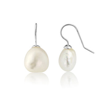 Triora Baroque White Pearl And Silver Drop Earrings, 2 of 4