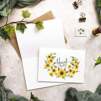 Sunflower Curl Thank You Cards And Envelopes, 2 of 2