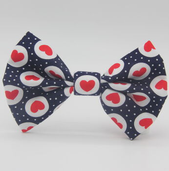 Red Hearts On Navy Dog Bow Tie, 3 of 11