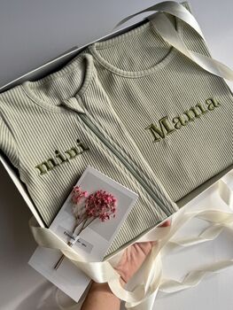 Personalised Baby And Mommy Gift Set, New Mom Gift, Matching 2pcs Set And Zip Romper , Perfect For Mother's Day, Baby Shower, 6 of 12