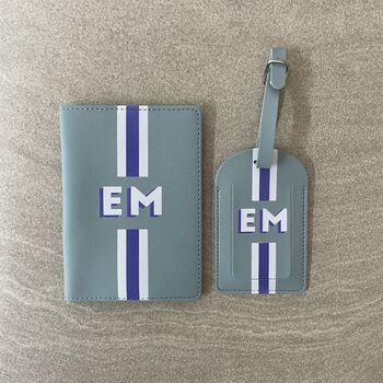 Personalised Faux Leather Stripe Travel Set, 6 of 10