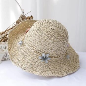 Monaco Beige Ombré Flower Petals Beach Hat, 6 of 6