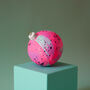 Neon Pink, Purple And Aqua Hand Painted Ceramic Bauble, thumbnail 3 of 5