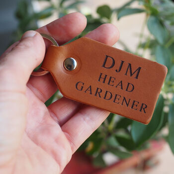 Head Gardener Personalised Leather Keyring, 3 of 6