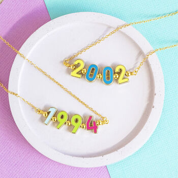 Personalised Enamel Significant Date Necklace, 3 of 9