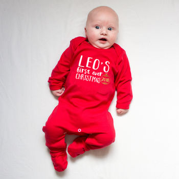 Personalised Baby's First Ever Christmas Sleepsuit, 2 of 5