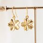 Gold Plated Flower Dangle Earrings, thumbnail 1 of 10