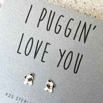 Pug Sterling Silver And Enamel Earrings, 2 of 11