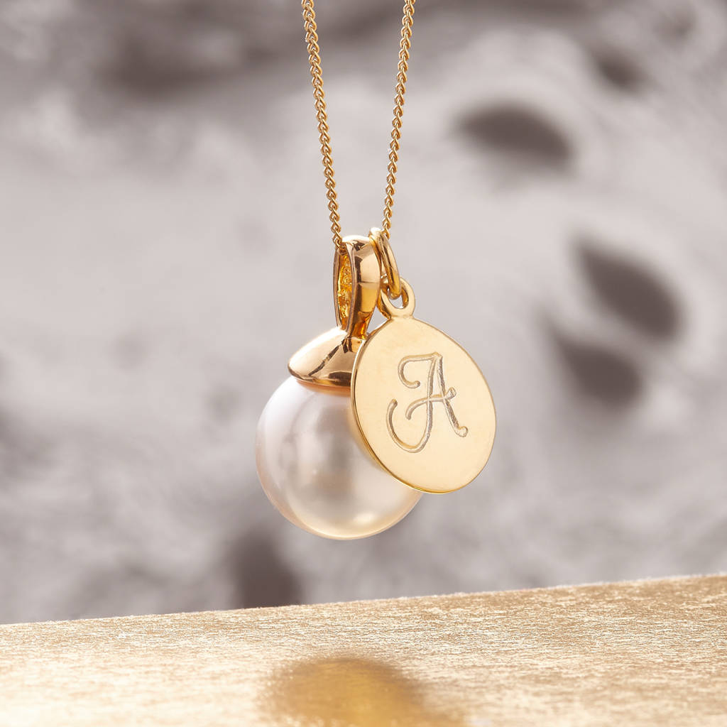 Pearl Necklace In Gold Vermeil With Monogram Charm, 1 of 9