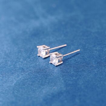 8 Mm Cz Stone Stud Earrings, Sparkly Studs, Cubic Zirconia Studs, 3 of 7