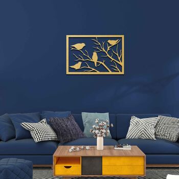 Handmade Wooden Birds On Branches Wall Art For Living Room Decor, 4 of 9