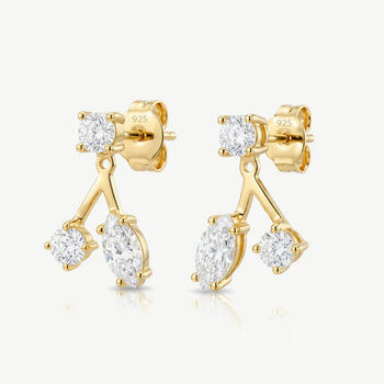 Moissanite Ear Jacket Stud Earrings In 18k Gold Or Silver, 7 of 8