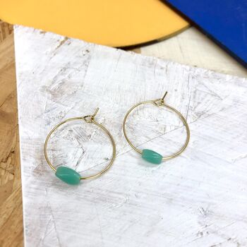 Minimal Glass Coloured Bead Hoop Earrings, 7 of 12