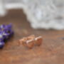 Darcy Nine Carat Rose Gold Slender Heart Earrings, thumbnail 1 of 3