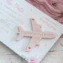 Pink Floral Wedding Boarding Pass Save The Date With Pink Acrylic Magnetic Plane, thumbnail 3 of 4