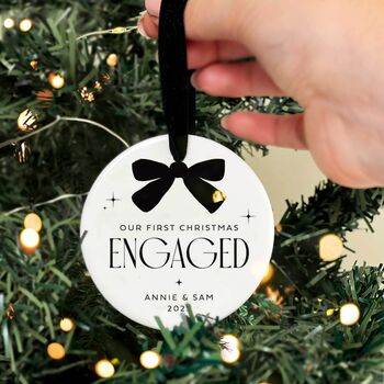 First Christmas Engaged Personalised Christmas Bauble, 3 of 10