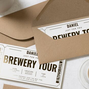 Gold Foil Brewery Tour Gift Custom Voucher Personalised, 7 of 8