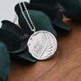 Sterling Silver Fern Leaf Round Disk Coin Pendant Necklace, thumbnail 6 of 11