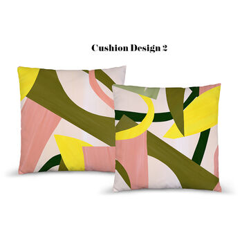 Pink, Green And Yellow Abstract Set Of Cushions, 6 of 8