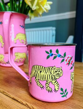 Hand Painted Enamel Jug | Pink Tiger, 4 of 5