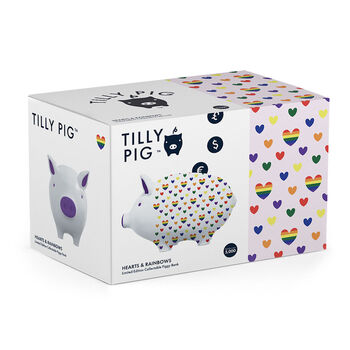Tilly Pig Hearts And Rainbows Piggy Bank, 7 of 10