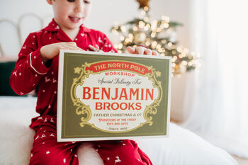 Vintage Full Colour Wooden Personalised Christmas Eve Box, 3 of 4