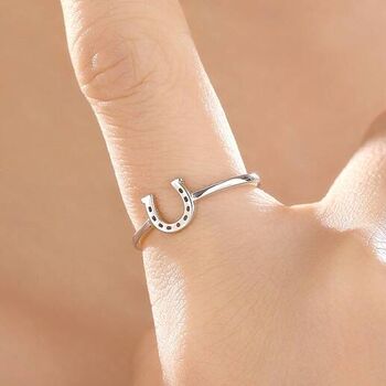 Sterling Silver Cute Little Horseshoe Ring, 3 of 12