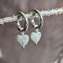 Heart Shaped Freshwater Pearls On Sterling Silver Hoops, thumbnail 2 of 8